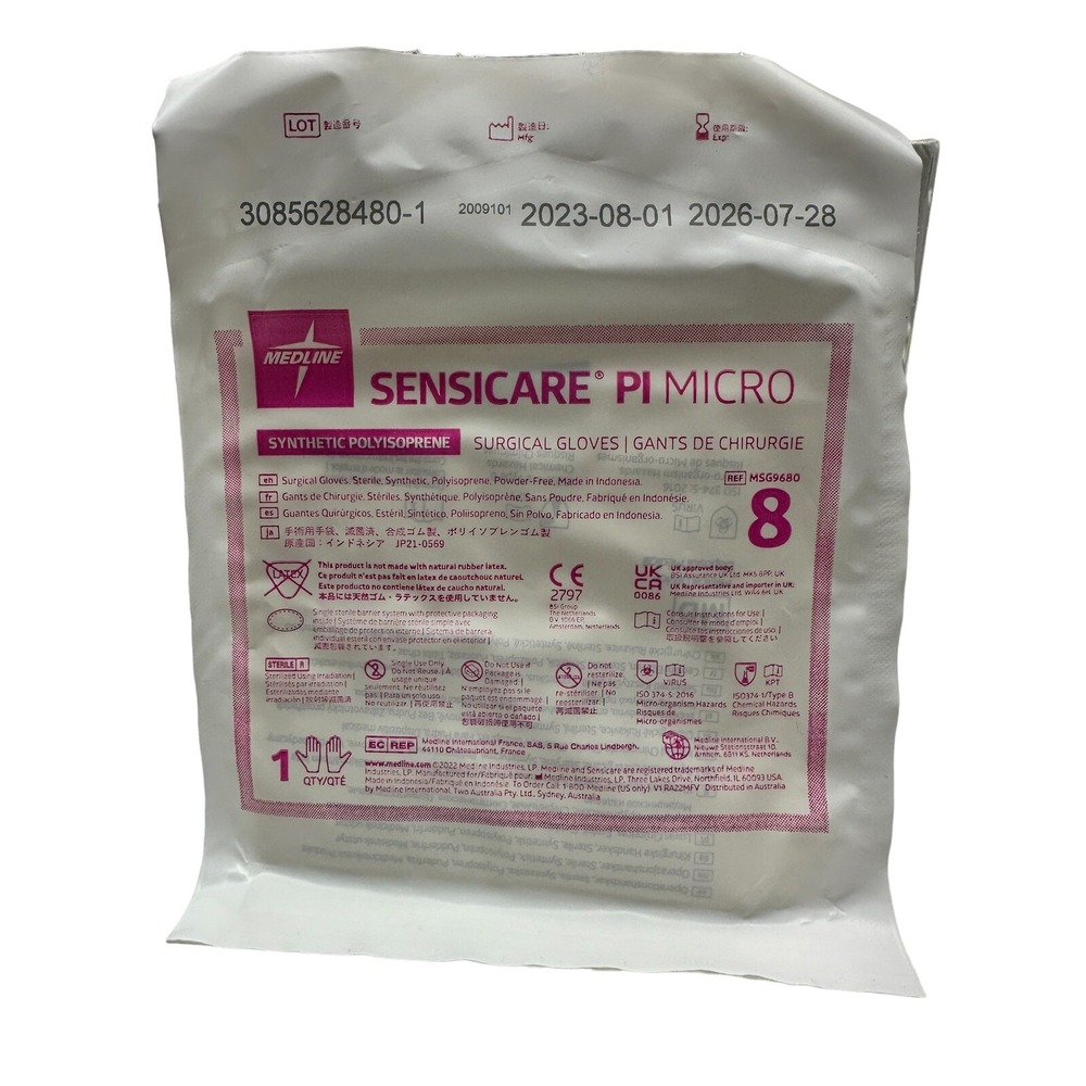 10 Pair SENSICARE‎ PI MICRO Synthetic Polyisoprene Gloves Size (8)